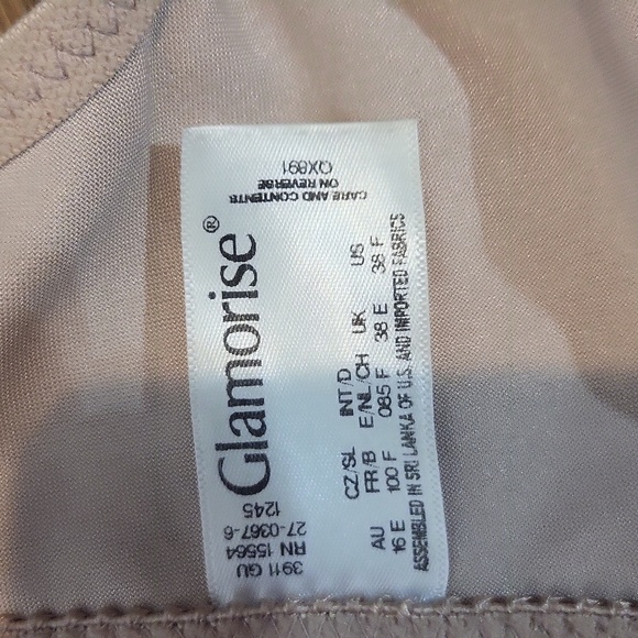 GLAMORISE Tan Wonderwire Front Closure Underwire Bra 1245 Cappuccino- 38F - Picture 9 of 12